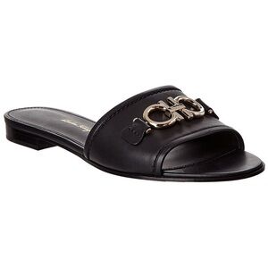 FERRAGAMO GANCINI LEATHER SLIDE
